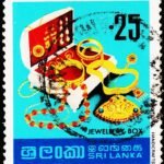 SRILANKA JEWELLERY BOX HANDICRAFT ART USED STAMPS