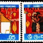 SRILANKA VESAK PUJA BUDDHIST FESTIVAL 2 DIFFERENT USED STAMPS