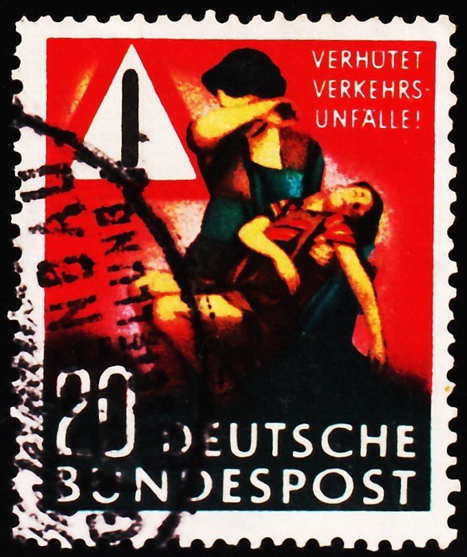 GERMANY 1953 PREVENT TRAFFIC ACCIDENTS USED STAMPS