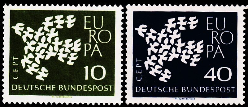 GERMANY 1961 EUROPA STAMPS BIRDS 2V SET MINT NH STAMPS
