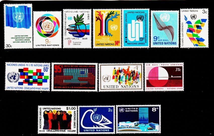 UNITED NATIONS 14 DIFFERENT MINT NH STAMPS